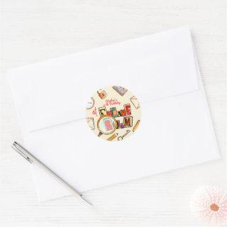 Escape room birthday classic round sticker