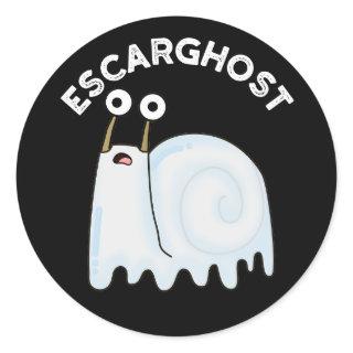 Escarghost Funny French Ghost Snail Pun Dark BG Classic Round Sticker