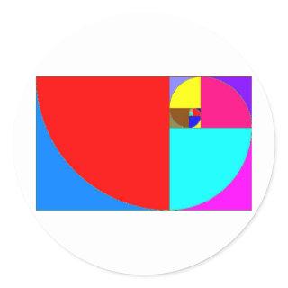 espiral fibonacci classic round sticker