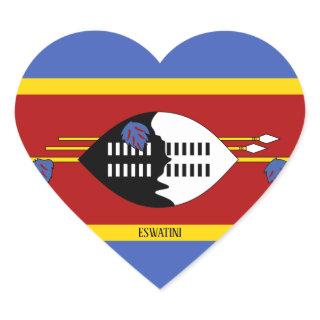 Eswatini Flag Splendid Patriotic Heart Sticker