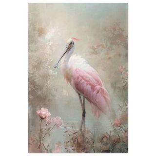 Ethereal Bird, Spoonbill, & Lotus Lake Scene Tissue Paper