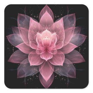Ethereal Lotus Flower - Light Pink Black Floral Square Sticker