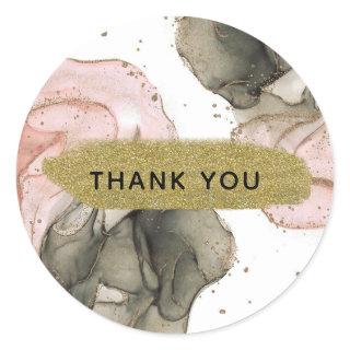Ethereal Moody Pink Black Gold Inky Fantasy Glam Classic Round Sticker