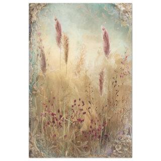 Ethereal, Pampas Grass Field, Mixed media effect Tissue Paper