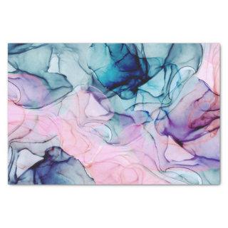 Ethereal Teal & Pink Inky Glamour Elegant Wedding Tissue Paper