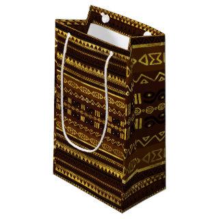 Ethnic African Golden Pattern on brown Small Gift Bag