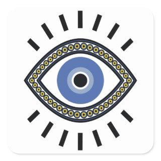 Ethnic evil eye protection amulet square sticker