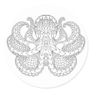 Ethnic Patterned Octopus Classic Round Sticker