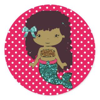 Ethnic Turquoise and Hot Pink Mermaid Classic Round Sticker