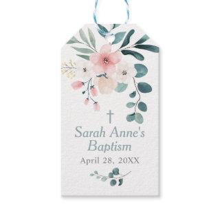 Eucalyptus and Blush Pink Flower Baptism Gift Tags