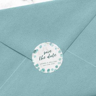 Eucalyptus and Marble Save the Date Classic Round Sticker