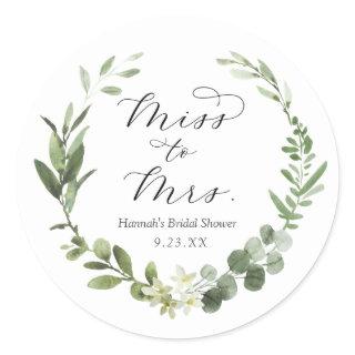 Eucalyptus Bridal Shower Classic Round Sticker