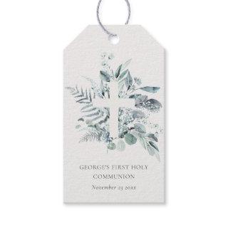 Eucalyptus Fern Foliage Cross First Holy Communion Gift Tags