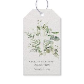 Eucalyptus Fern Foliage Cross First Holy Communion Gift Tags