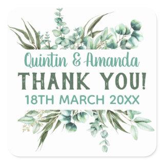 Eucalyptus Foliage Party Favor Square Sticker