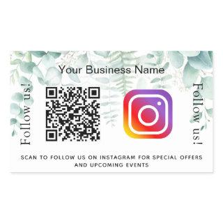 Eucalyptus greenery business qr code instagram rectangular sticker