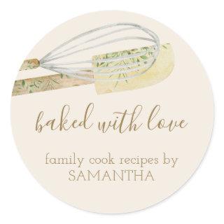 Eucalyptus Leaves Rolling pin whisk Chef Bakery Classic Round Sticker