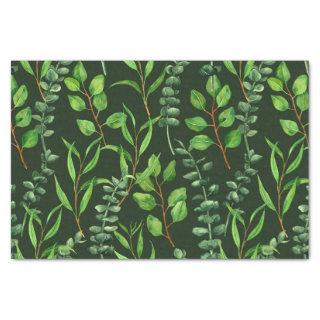 Eucalyptus  on dark green tissue paper