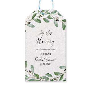 Eucalyptus Sip Sip Hooray Bridal Shower Gift Tags