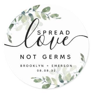 Eucalyptus Spread Love Not Germs Hand Sanitizer Sq Classic Round Sticker