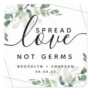 Eucalyptus Spread Love Not Germs Hand Sanitizer Sq Square Sticker