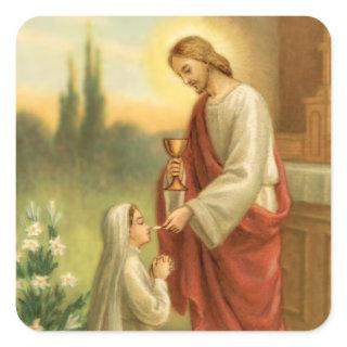Eucharist in All Things First Communion Square Sticker