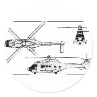 Eurocopter-Super-Puma-SA-33 Classic Round Sticker