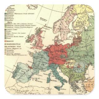 Europe Map Countries World Antique Square Sticker