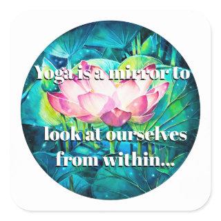 EVE Painted Lotus Flower Button & Yoga Quote Square Sticker