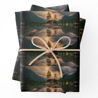 Evening Mountain Lake Photograph Patterned  Sheets