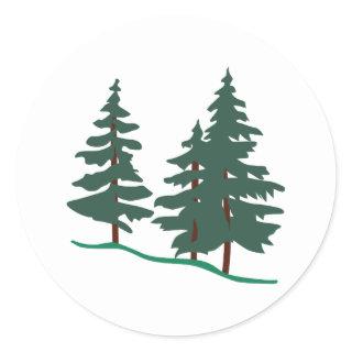Evergreen Trees Classic Round Sticker