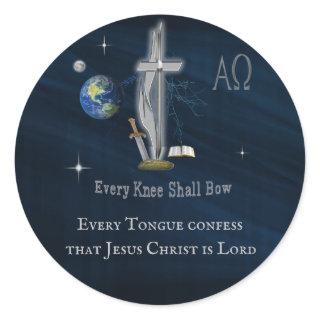 Every knee shall bow  classic round sticker