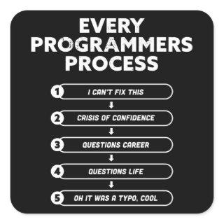 Every Programmers Process - Funny Gift Square Sticker