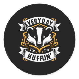 Everyday I Huffling Huffle Cute Honey Badger Anima Classic Round Sticker