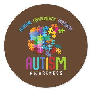 Everyone Communicates Differently Autism Special Classic Round Sticker