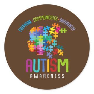 Everyone Communicates Differently Autism Special Classic Round Sticker