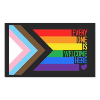 Everyone is Welcome Here (Progress Pride) Flag Rectangular Sticker