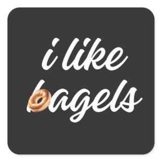 Everything bagel lovers i like bagels minimalist square sticker