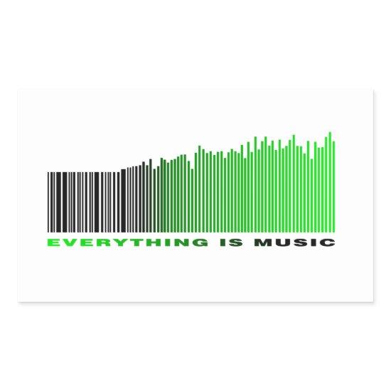 Everything is Music Green Text Barcode Song Player Rectangular Sticker