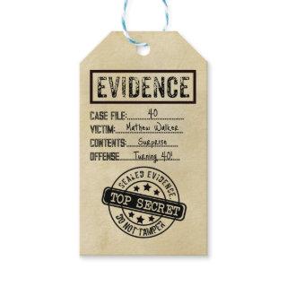Evidence true crime murder mystery role play wine  gift tags