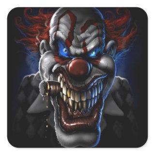 Evil Clown And Cigar Square Sticker