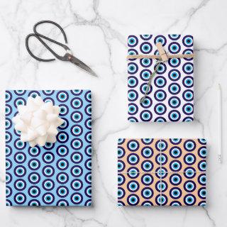 Evil Eye Blue Mati pattern gift wrap sheets