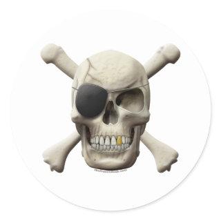 Evil Pirate Skull & Crossbones Classic Round Sticker