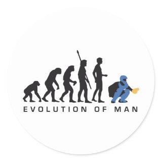 evolution baseball catcher classic round sticker