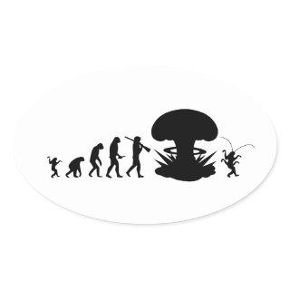 Evolution of Man & Cockroach Funny Evolution Chart Oval Sticker