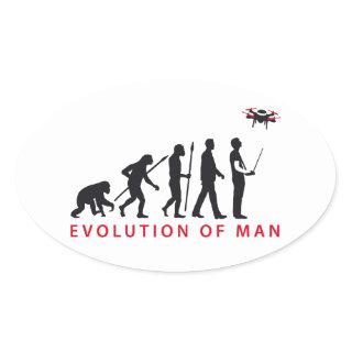evolution of man controlling oval sticker
