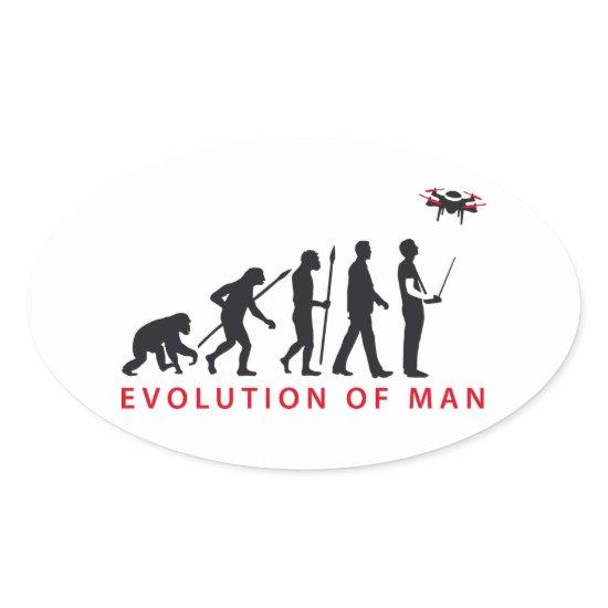 evolution of man controlling oval sticker