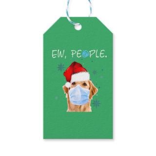 Ew People Golden labrador Dog Wearing A Face Mask  Gift Tags