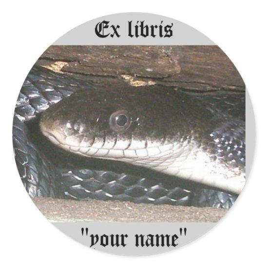 Ex Libris Black Snake Stickers to Customize