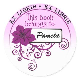 Ex Libris Sticker (floral purple & background )